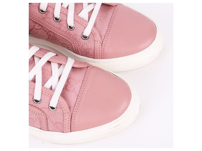 Gucci Sneakers alte in tela rosa - vista 5