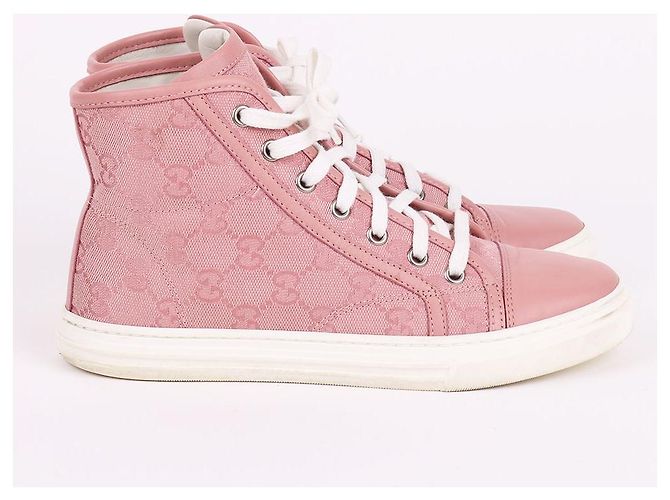 Gucci Sneakers alte in tela rosa - vista 6