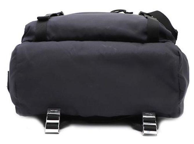 Prada Zaino unisex Tesuto Fabric One Pocket Silver Logo Flap Blu - vista 17