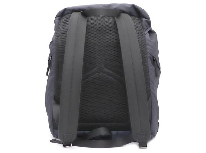 Prada Zaino unisex Tesuto Fabric One Pocket Silver Logo Flap Blu - vista 3