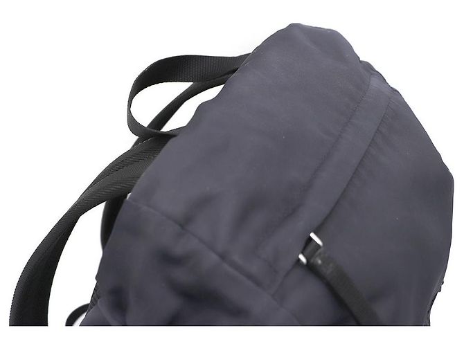 Prada Zaino unisex Tesuto Fabric One Pocket Silver Logo Flap Blu - vista 4