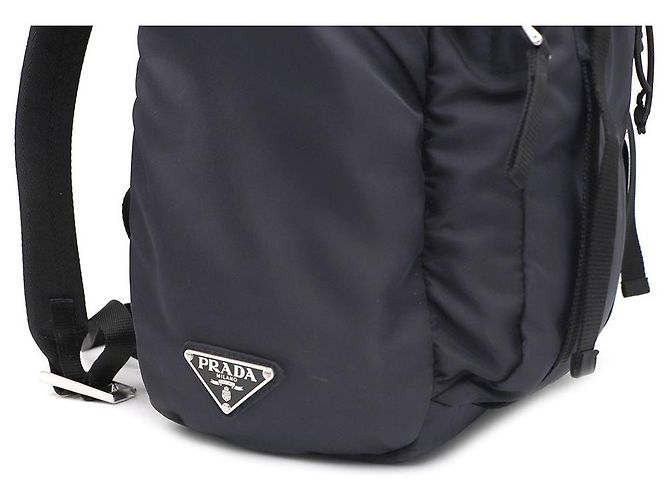 Prada Zaino unisex Tesuto Fabric One Pocket Silver Logo Flap Blu - vista 5