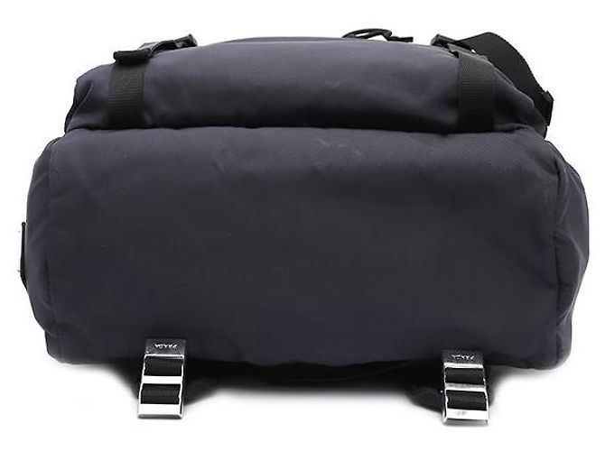 Prada Zaino unisex Tesuto Fabric One Pocket Silver Logo Flap Blu - vista 7