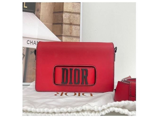 Dior Borsa a tracolla con patta Christian Leather Revolution Rosso - vista 2