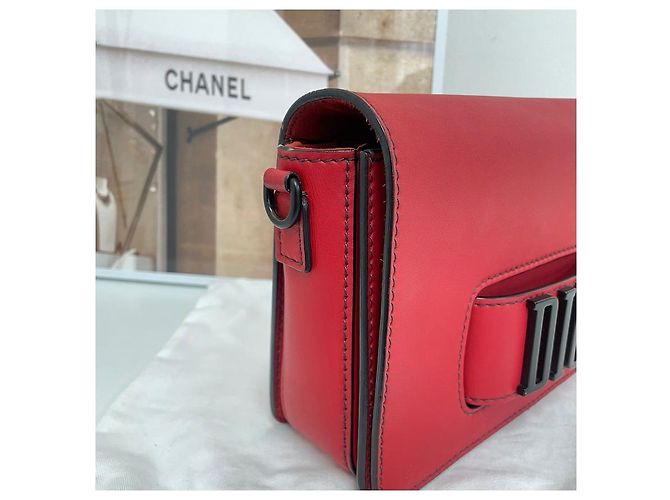 Dior Borsa a tracolla con patta Christian Leather Revolution Rosso - vista 4