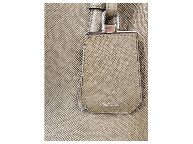 Prada Double Saffiano Khaki Grey Marrone - vista 14
