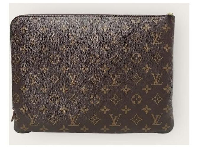 Louis Vuitton Clutch Etui Voyage in Tela Monogram Marrone - vista 5