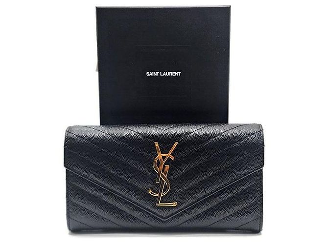 Saint Laurent Monogram Cassandra Matelassé Long Wallet Schwarz - Ansicht 7