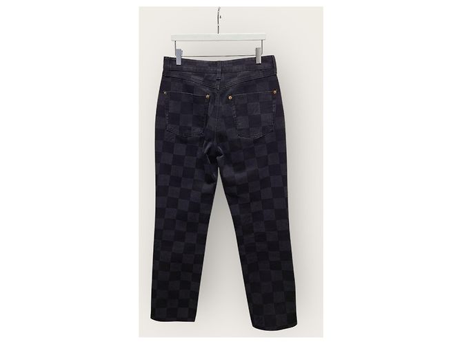 Louis Vuitton Vaqueros de denim y tejido Damier negro - vista 4