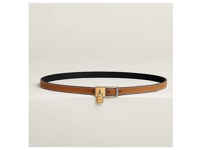 Hermès Cinturón Lucky Reversible de Cuero para Mujer Noir Gold Dorado - vista 3