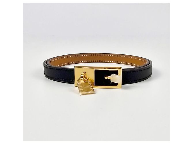 Hermès Cinturón Lucky Reversible de Cuero para Mujer Noir Gold Dorado - vista 6