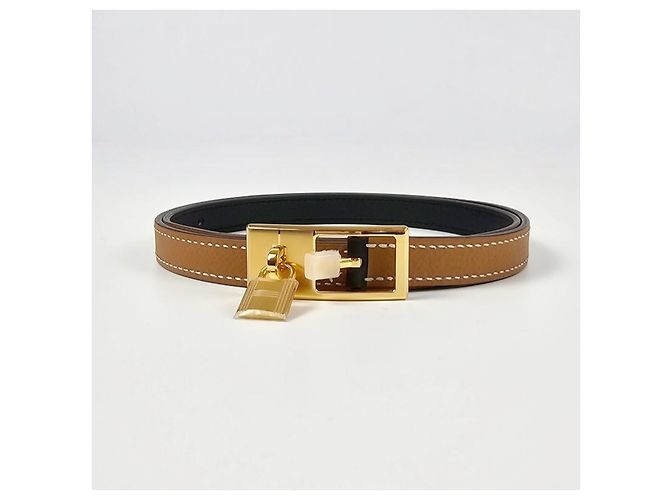 Hermès Cinturón Lucky Reversible de Cuero para Mujer Noir Gold Dorado - vista 7