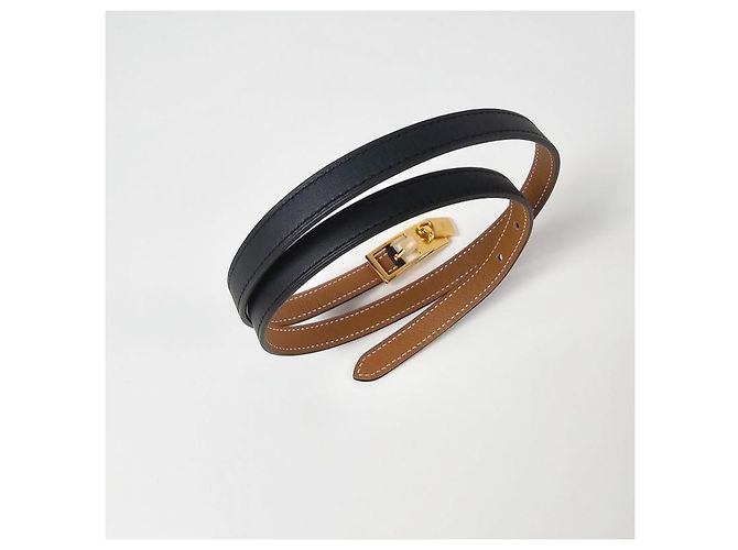 Hermès Cinturón Lucky Reversible de Cuero para Mujer Noir Gold Dorado - vista 8
