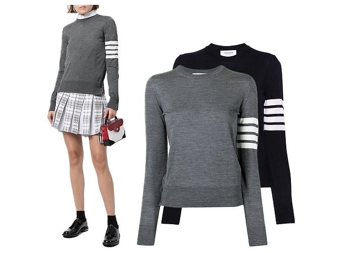 Thom Browne Diagonale Strick aus Merinowolle Blau - Ansicht 8