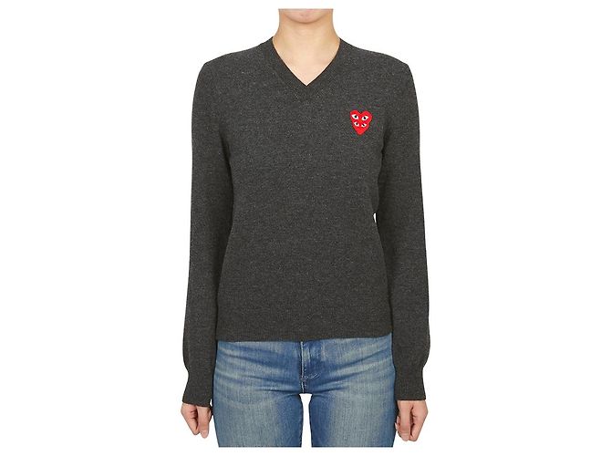 Comme Des Garcons Jersey de punto para mujer Double Red Patch AZ Negro - vista 2