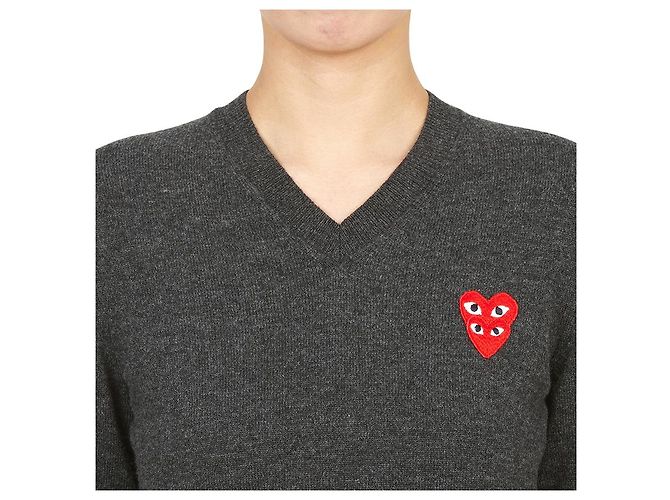 Comme Des Garcons Jersey de punto para mujer Double Red Patch AZ Negro - vista 5