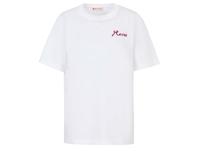Marni Baumwoll-T-Shirt mit Logo-Detail Weiß - Ansicht 4