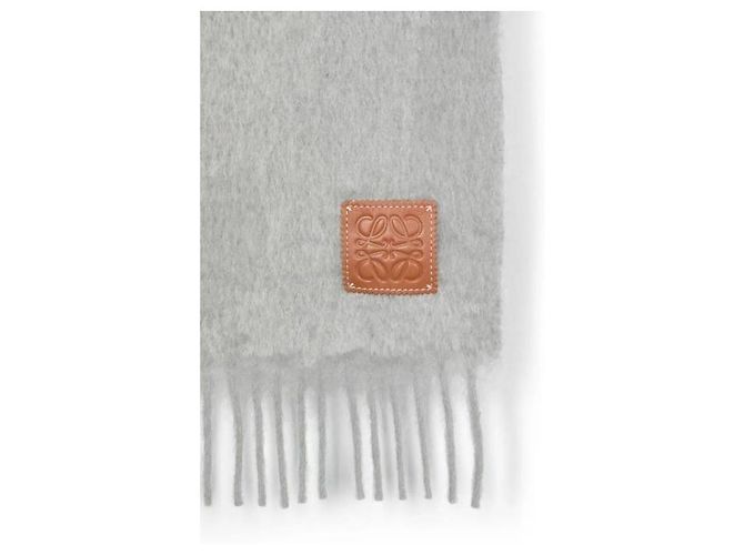 Loewe Schal mit Logo-Patch aus Mohair und Wolle Braun - vista 5