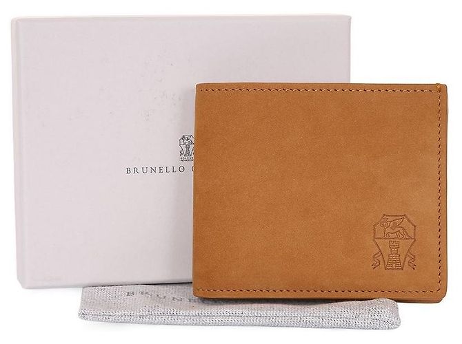 Brunello Cucinelli Nubuck Leather Cognac Bi-Fold Wallet Brown - view 10