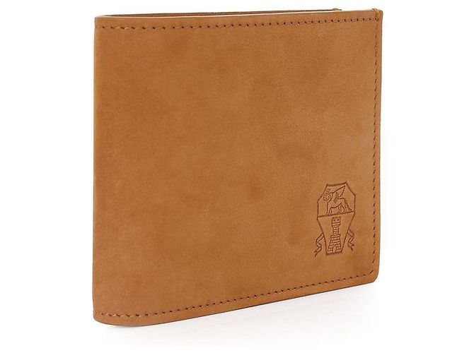 Brunello Cucinelli Nubuck Leather Cognac Bi-Fold Wallet Brown - view 3