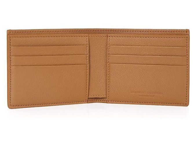 Brunello Cucinelli Nubuck Leather Cognac Bi-Fold Wallet Brown - view 6