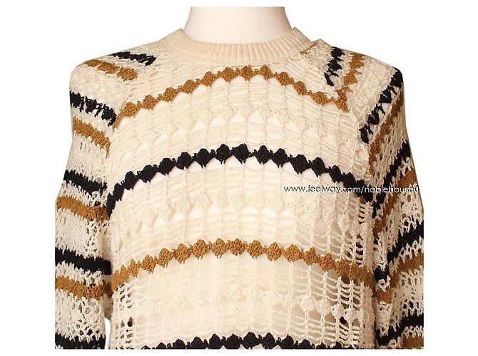 Isabel Marant Étoile Strick mit Elfenbeinstreifen Weiß - Ansicht 6