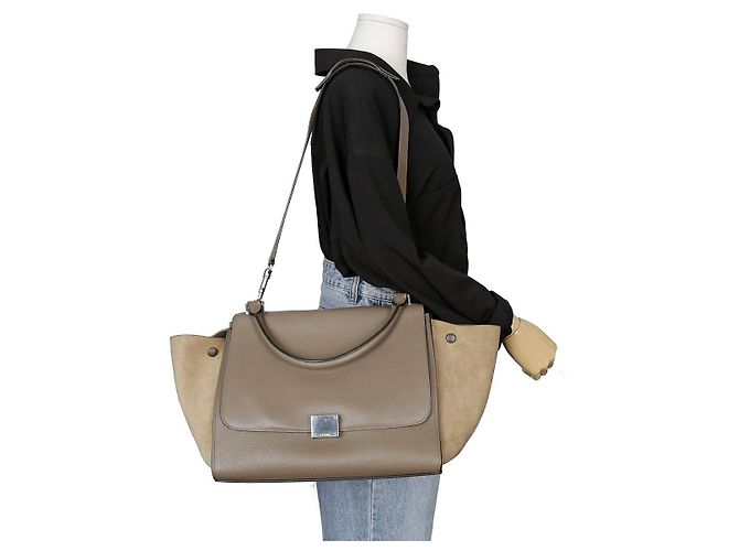 Céline Bolsa Tote e Bolsa de Ombro Trapézio em Couro de Dois Tons Multicor - vista 24