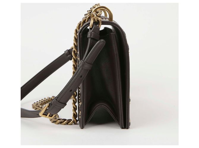 Dior Borsa a tracolla in pelle marrone scuro con borchie a forma di lama - vista 3