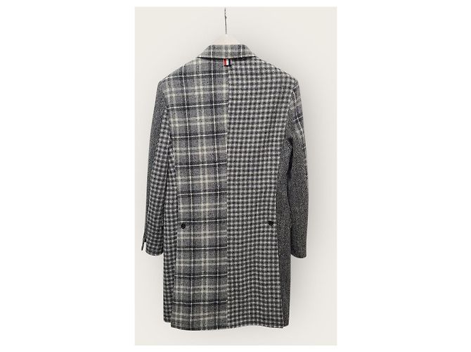Thom Browne Gray Chesterfield Funmix Check Wool Coat - view 4