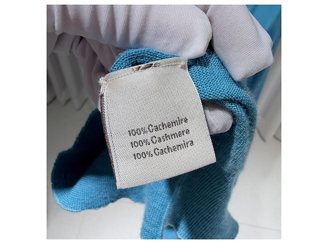 Hermès Halbstrick mit Kaschmirkragen XL Blau - Ansicht 7
