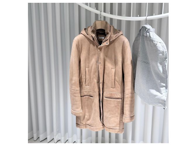 Brunello Cucinelli Brauner Shearling-Mantel aus Lammfell - Ansicht 2