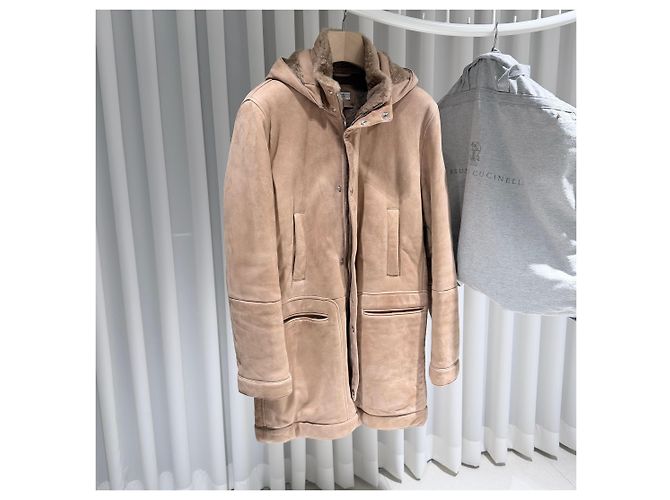 Brunello Cucinelli Brauner Shearling-Mantel aus Lammfell - Ansicht 3