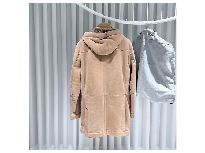 Brunello Cucinelli Brauner Shearling-Mantel aus Lammfell - Ansicht 7