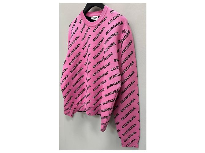 Balenciaga Suéter de lã oversized com logo Mini (Oversized) Rosa - vista 3