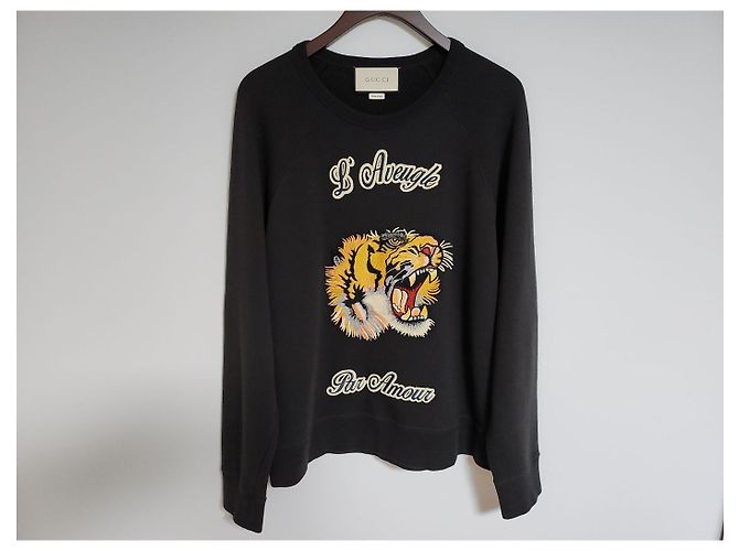 Gucci Tiger Embroidered Sweatshirt Silvery - view 11