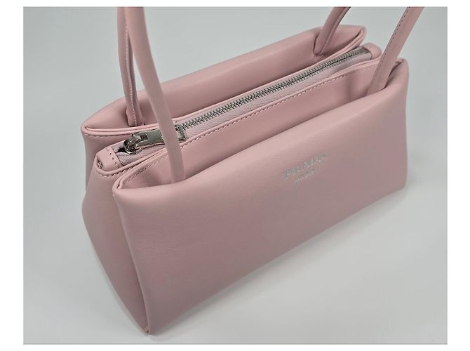 Prada Mini borsa tote in pelle Argento - vista 7