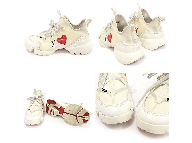 Dior Sneakers D-Connect da donna in pelle bianca e tessuto tecnico Bianco - vista 4