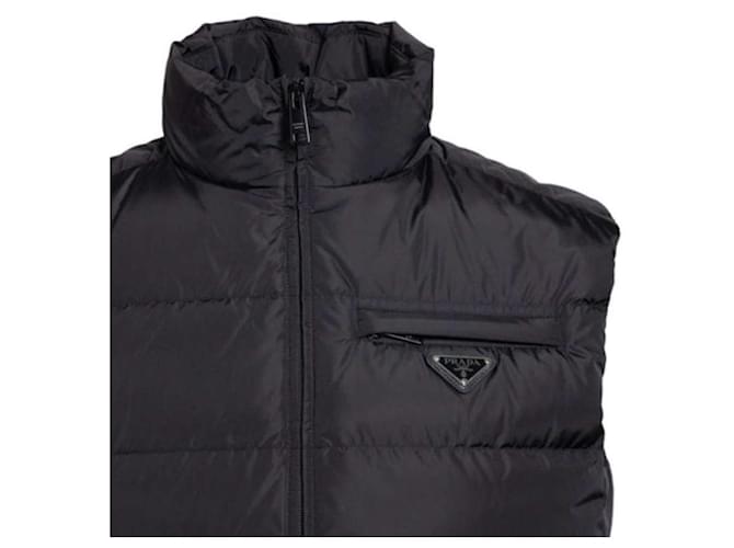 Prada Triangle Logo Nylon Padding Vest Jacket Black - view 4