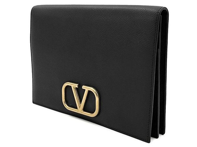 Valentino Clutch con patta con logo Nero - vista 2