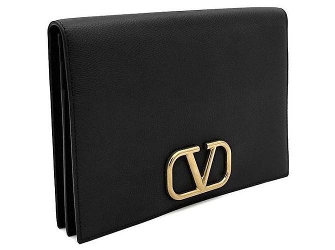 Valentino Clutch con patta con logo Nero - vista 3