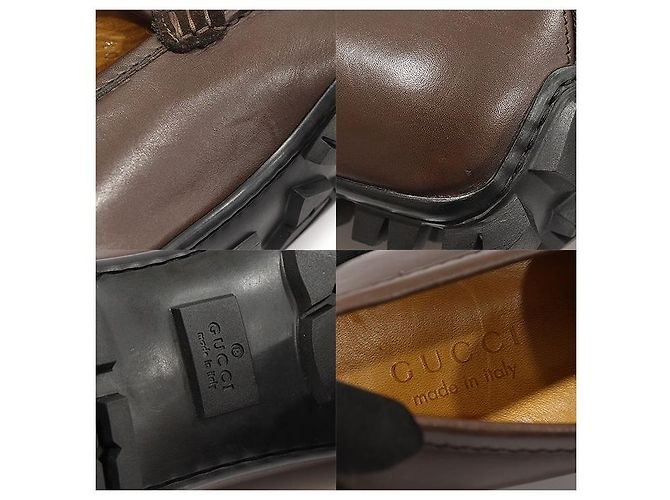 Gucci Mocassini da guida da uomo in pelle scamosciata marrone - vista 7