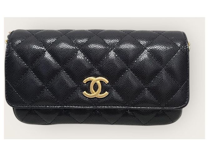 Chanel Borsa a tracolla e crossbody Black Caviar Gold Coin Chain Chip Nero - vista 2