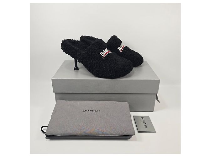 Balenciaga Fellige Mule mit besticktem Logo Braun - Ansicht 2