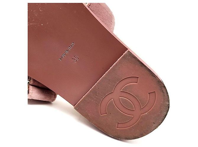 Chanel Espadrille in velluto con chiusura a velcro Rosso - vista 7