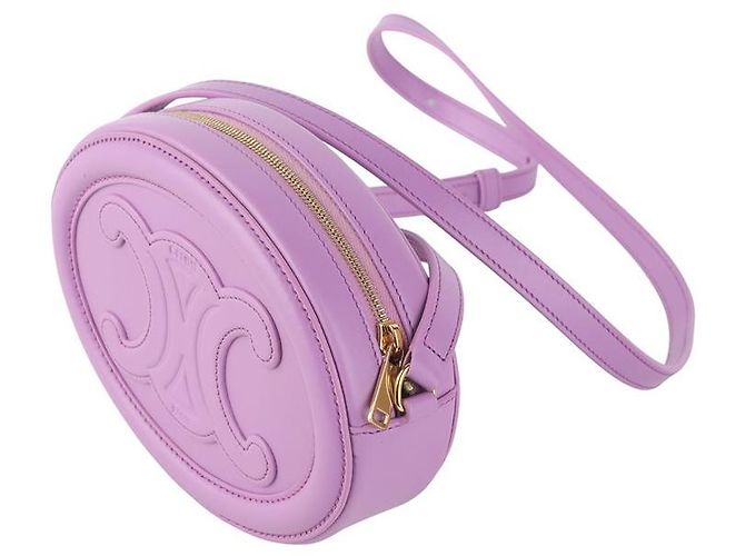 16 Céline Borsa a tracolla Curve Triope Oval Pulse in pelle liscia viola Porpora - vista 2