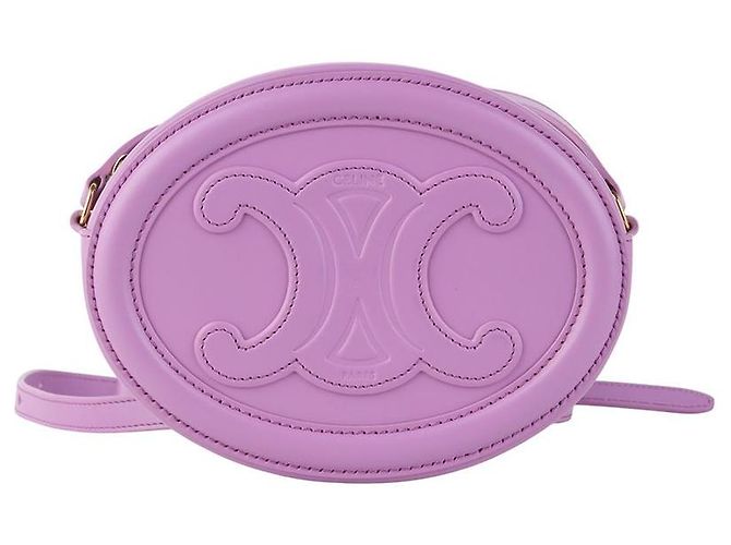 16 Céline Borsa a tracolla Curve Triope Oval Pulse in pelle liscia viola Porpora - vista 3