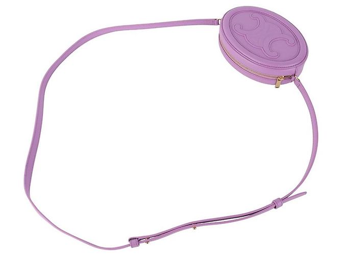 16 Céline Borsa a tracolla Curve Triope Oval Pulse in pelle liscia viola Porpora - vista 4