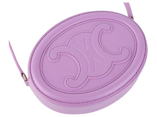 16 Céline Borsa a tracolla Curve Triope Oval Pulse in pelle liscia viola Porpora - vista 5
