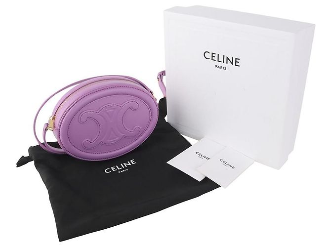 16 Céline Borsa a tracolla Curve Triope Oval Pulse in pelle liscia viola Porpora - vista 8
