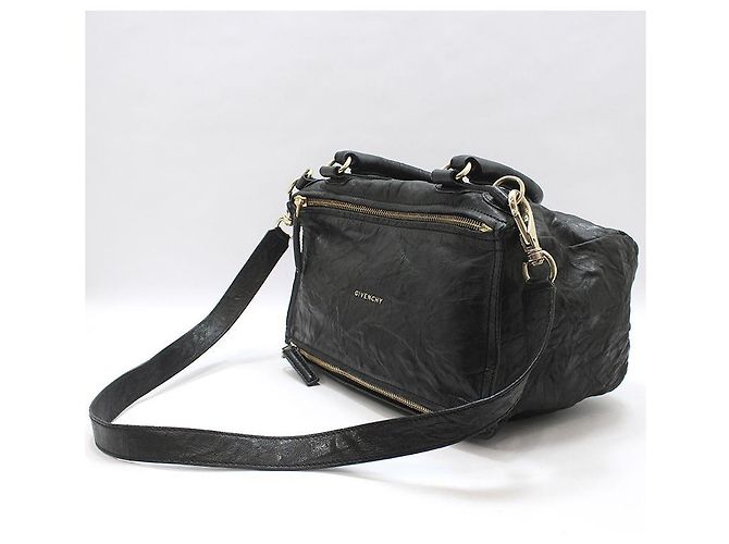 Givenchy Borsa a tracolla Pandora Medium in nero stropicciato placcata oro - vista 2